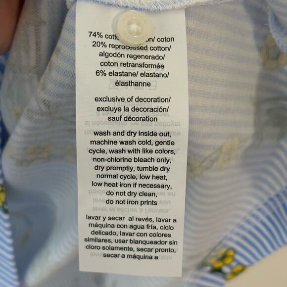 NWT Nautica Jeans Core Women's Floral-Print Short-Sleeve Polo Shirt - Blue - M - Picture 10 of 10